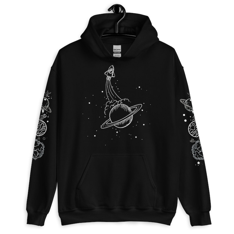 Space Hoodie,Planets Hoodie,Galaxy Hoodie,Space Sweatshirt,Stars Sweatshirt,Tumblr Hoodie,Celestial,Moon Phase,Aesthetic,Grunge,Alien,Unisex afbeelding 1