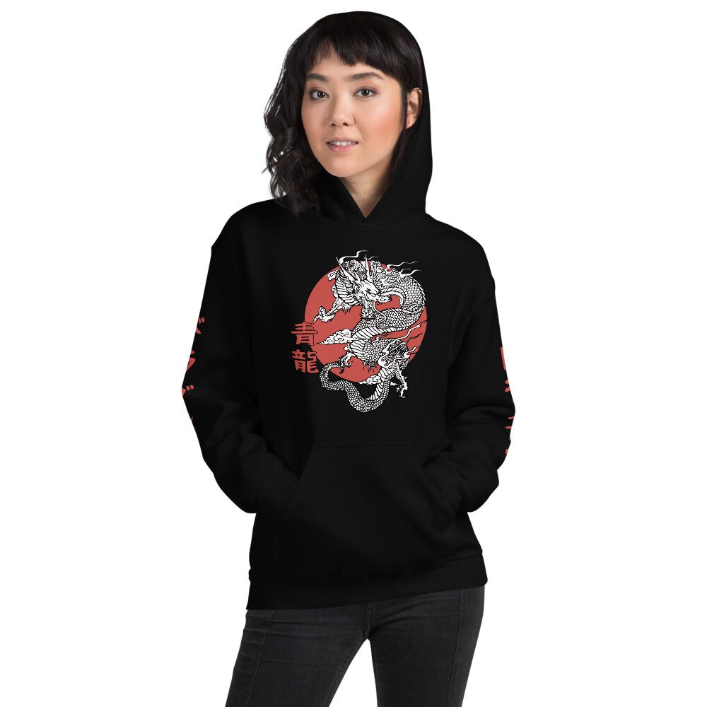 XYXIONGMAO Felpa Con Cappuccio Uomo Drago Ricamato – Streetwear Hip Hop Giapponese, Cotone Morbido