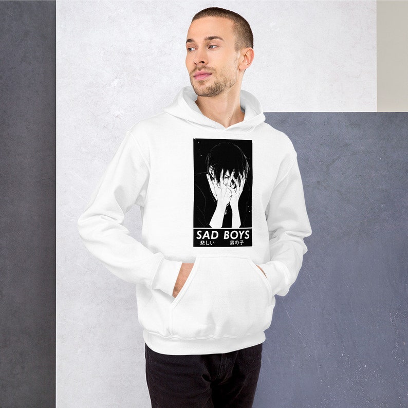 Sad Boys Club Hoodie, Anime Aesthetic Sweatshirt, Goth Hoodie, Gothic, Sad, Black, Anime Streetwear, Japanese Hoodie, Anime Gift, Unisex image 8
