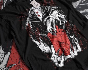 不気味なマンガガールTシャツ：ダークアニメゴシックホラーTシャツ 
