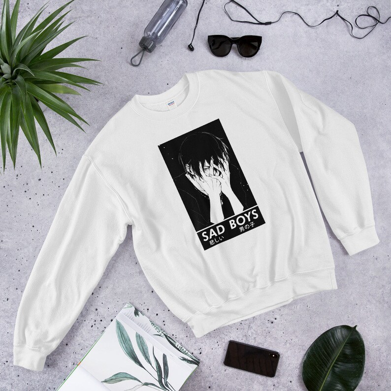 Sad Boys Club Hoodie, Anime Aesthetic Sweatshirt, Goth Hoodie, Gothic, Sad, Black, Anime Streetwear, Japanese Hoodie, Anime Gift, Unisex image 5