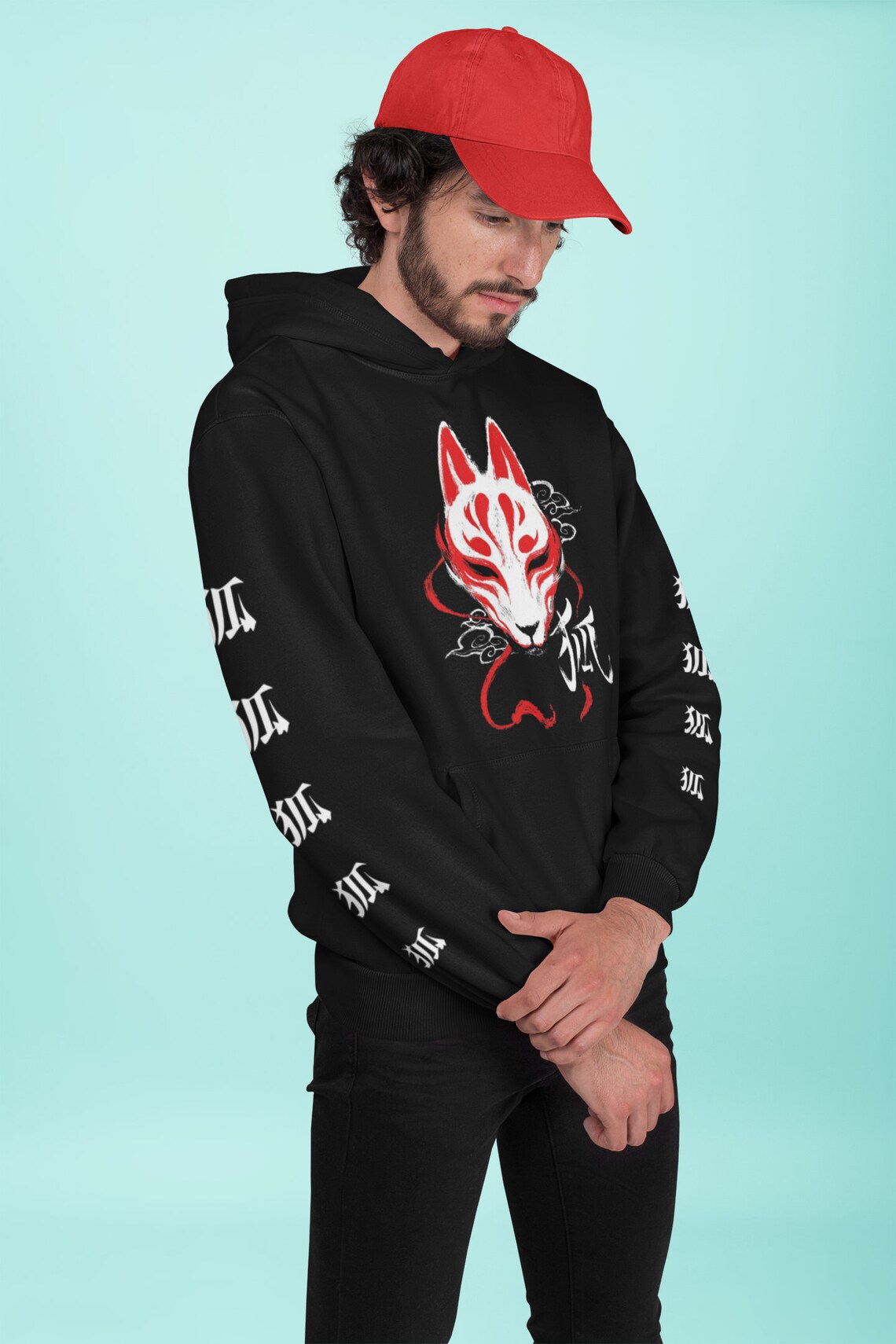 Kitsune Unisex Hoodie Kitsune Fox Mask Hoodie Kawaii Hoodie Etsy