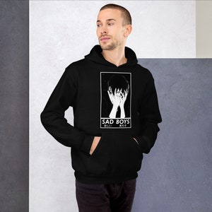 Sad Boys Club Hoodie, Anime Aesthetic Sweatshirt, Goth Hoodie, Gothic, Sad, Black, Anime Streetwear, Japanese Hoodie, Anime Gift, Unisex image 10