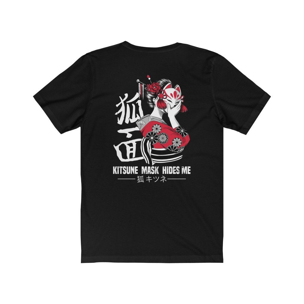 Kitsune T-shirt, Japan Shirt Kyoto, Fox Shirt, Mask Kanji