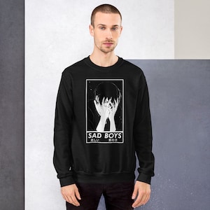 Sad Boys Club Hoodie, Anime Aesthetic Sweatshirt, Goth Hoodie, Gothic, Sad, Black, Anime Streetwear, Japanese Hoodie, Anime Gift, Unisex image 4