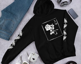 ★YOUHEE★ FLOWER CORSAGE HOODIE ZIPUP BLACK YHHZEC003BK ☆YOUHEE☆ FLOWER CORSAGE HOODIE ZIPUP BLACK YHHZEC003BK