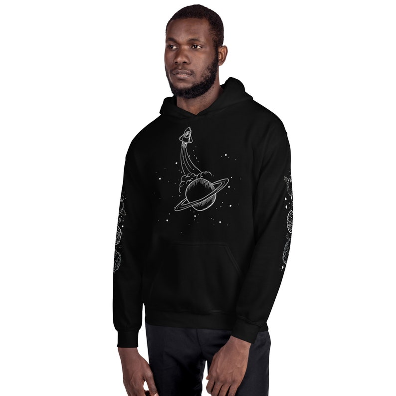 Space Hoodie,Planets Hoodie,Galaxy Hoodie,Space Sweatshirt,Stars Sweatshirt,Tumblr Hoodie,Celestial,Moon Phase,Aesthetic,Grunge,Alien,Unisex afbeelding 3