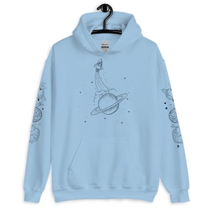 Space Hoodie,Planets Hoodie,Galaxy Hoodie,Space Sweatshirt,Stars Sweatshirt,Tumblr Hoodie,Celestial,Moon Phase,Aesthetic,Grunge,Alien,Unisex afbeelding 9