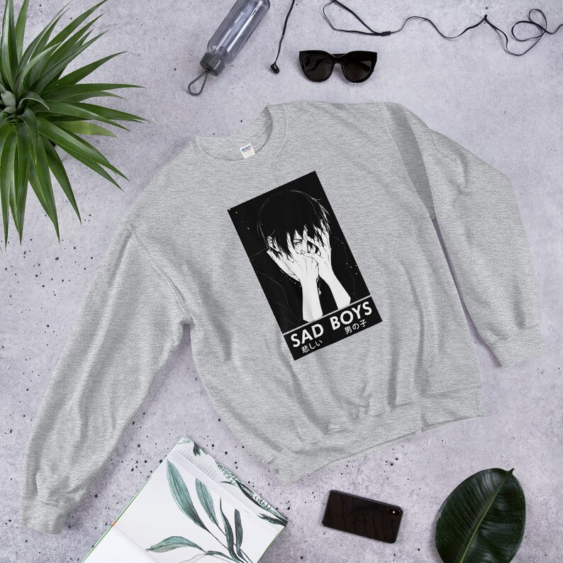 Sad Boys Club Hoodie, Anime Aesthetic Sweatshirt, Goth Hoodie, Gothic, Sad, Black, Anime Streetwear, Japanese Hoodie, Anime Gift, Unisex image 6