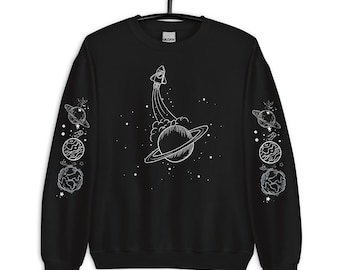 Felpa Sistema Solare - Maglione Pianeta - Regalo per gli Amanti della Scienza - Felpa con Cappuccio Galassia - Felpa Astronauta Stelle Spaziali - Maglione Astronomia