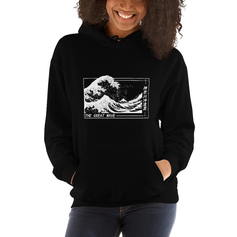 UNISEX, The Great Wave Japanese Hoodie Kanagawa Big Wave off Japan Streetwear Hoodie image 2