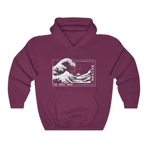 UNISEX, The Great Wave Japanese Hoodie Kanagawa Big Wave off Japan Streetwear Hoodie image 5