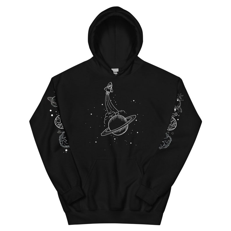 Space Hoodie,Planets Hoodie,Galaxy Hoodie,Space Sweatshirt,Stars Sweatshirt,Tumblr Hoodie,Celestial,Moon Phase,Aesthetic,Grunge,Alien,Unisex afbeelding 2