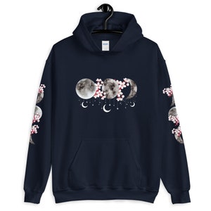 Moon Phases Hoodie, Unisex, Aesthetic, Aesthetic clothing, Moon Hoodie, Flower Hoodie, Moon Sweatshirt, Boho Hoodie, Hippie Hoodie, Nature