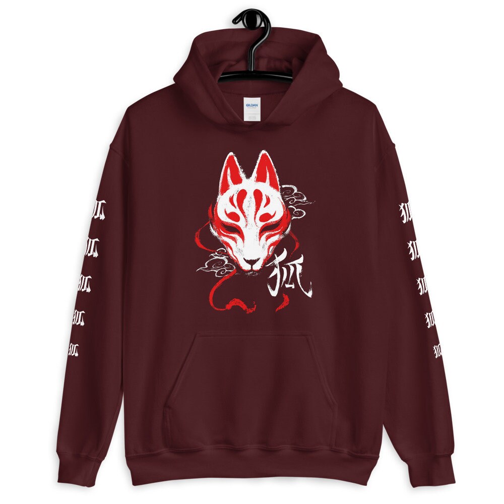 Kitsune Unisex Hoodie Kitsune Fox Mask Hoodie Kawaii Hoodie Etsy
