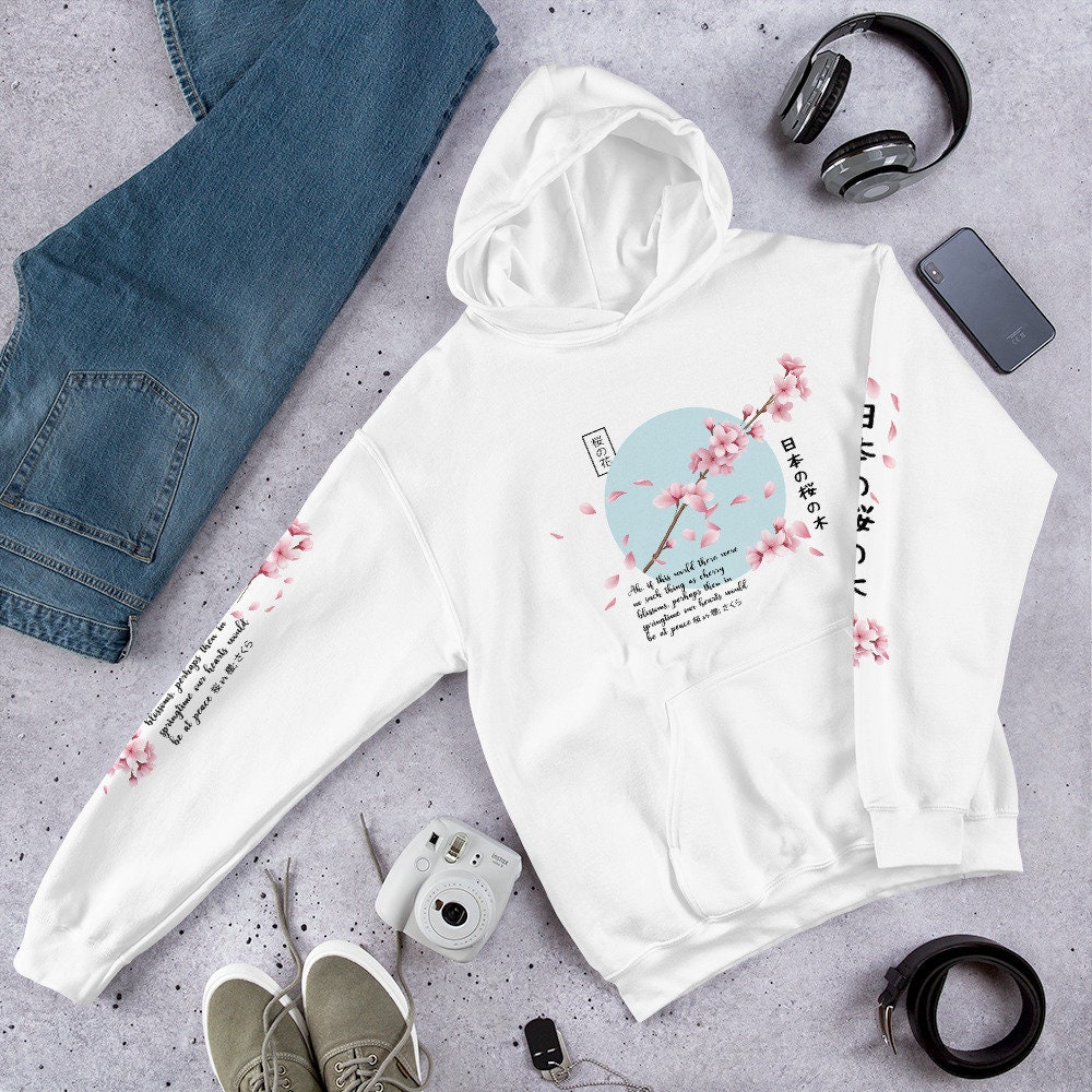 Kirei Sakura Symphony Japanese Blossoms in Classic Art Pullover Hoodie