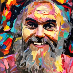 Baba Ram Dass - portrait art print.  Original artwork giclée print on canvas or paper