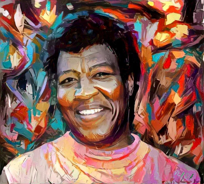 Octavia Butler portrait   Modern handmade acrylic painting on image 1