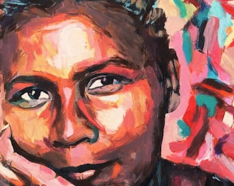 Bell Hooks- portrait art print.  Original artwork giclée print on canvas or paper