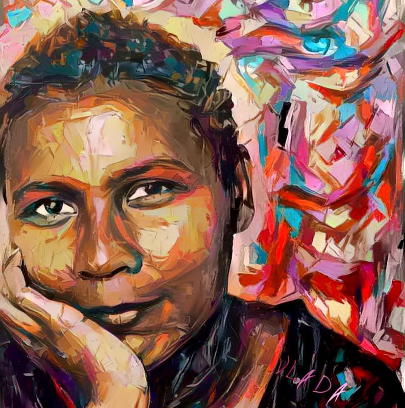 Bell Hooks portrait painting on canvas. Modern graffiti Etsy