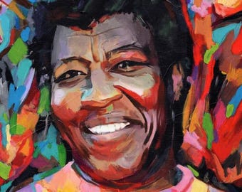 Octavia Butler - impression d'art portrait.  Impression giclée de l'oeuvre d'art originale sur toile ou papier