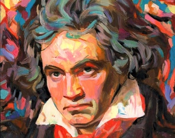 Ludwig Van Beethoven - impresión de arte de retrato. Impresión giclée de obras de arte originales sobre lienzo o papel