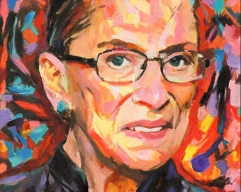 Ruth Bader Ginsburg - Portrait Kunstdruck. Original Giclée Druck auf Leinwand oder Papier