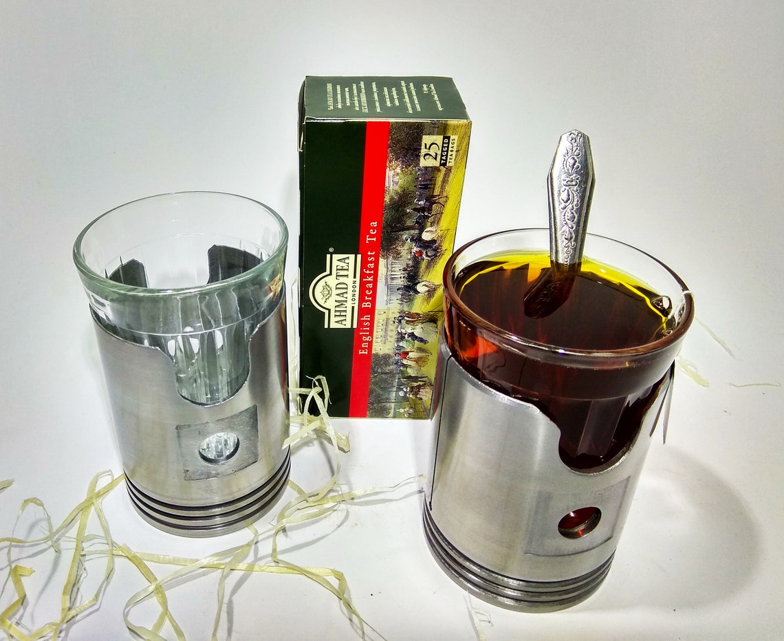 Тea cup Faceted Glass Drinking Piston glass Tea Glass Holder Etsy