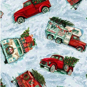 Holiday Trucks-Feeling Festive Collection-Timeless Treasures-Tree-Winter-Christmas-CD1386-100% cotton-Cut to Size