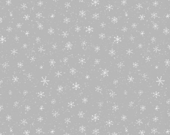Snowflakes-Gray White-Baby It’s Gnomes Collection-Susan Winget-Wilmington Prints-Pattern Repeat 6”-100% Cotton-Cut to size-SKU 39808-909