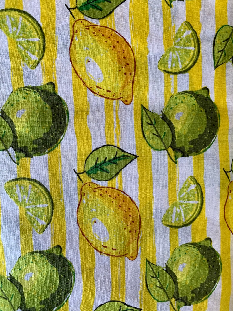 Lemon Lime Stripelemon Fabriclimesfruit Fabric100 Etsy