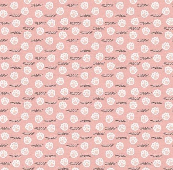 Tails & Whiskers Meow-Pink-Paint Brush Studio-Designer Maria Vashchuk of The Tiny Garden-100% Cotton-21629-Cut to Size