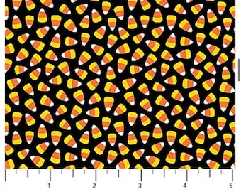 Candy Corn-Black-Gnomes Night Out Collection-Northcott-Halloween-Autumn-Fall-100 Percent Cotton-24665-99-Cut to size
