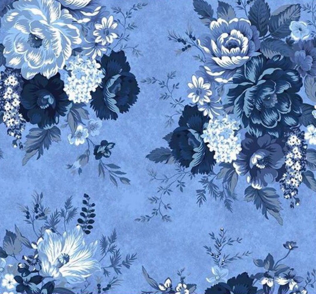 108 Wide Quilt Backingharpersfied Floralcornflower Blueharpersfield