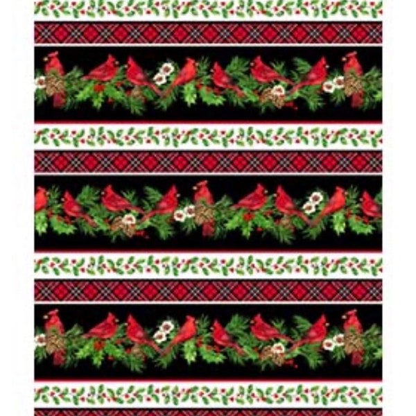 Border Stripe-Black White Red-Cardinal Christmas Collection-Deborah Edwards-Northcott-Holiday-100% cotton-25479-99-Cut to Size