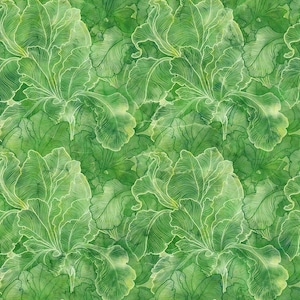 May include: A seamless pattern featuring a watercolor design of green iris leaves with white outlines. The leaves overlap, creating a layered effect. The background has a mottled appearance, with varying shades of green.