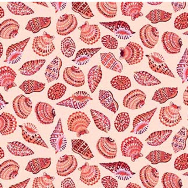 Sea Botanica-Sea Shells Pink- FIGO Fabrics-90242-21-100% Cotton-Quilt Fabric-Choose Your Cut