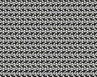 Sundance-Tri Color Black Cats with Yellow Eyes-White Yellow Black-Timeless Treasures-100% Quilt Cotton-Cut to Size-C1270