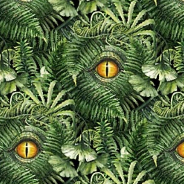 Dinosaurs-Dino Eyes-Green-Paleo Tales Collection-Northcott-100 Percent Cotton-DP26785-78-Cut to size