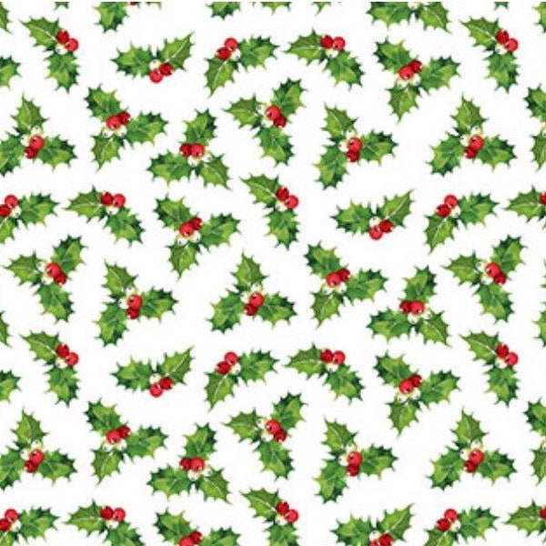 Holly Toss-White-Peppermint Candy Collection-Michel Design Works-Northcott-DP24630-10-100% cotton-Cut to Size