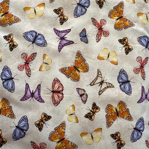Butterflies-Ivory Cream-Delilah Collection-Windham Fabrics-100 Percent Cotton-Quilting Cotton-52924-1-Cut to Size image 1