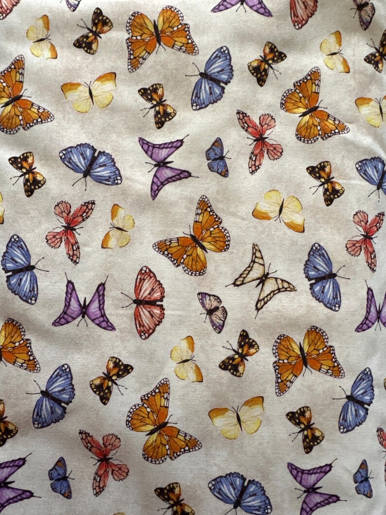 Butterflies-Ivory Cream-Delilah Collection-Windham Fabrics-100 Percent Cotton-Quilting Cotton-52924-1-Cut to Size image 1
