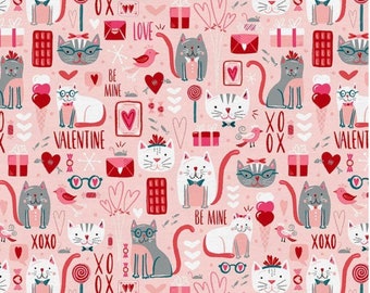 Valentine Cats-Paint Brush Studios-St Valentines Day-Love Cats Collection-Zirkus Design-Quilting Cotton-120-22064-Cut to size