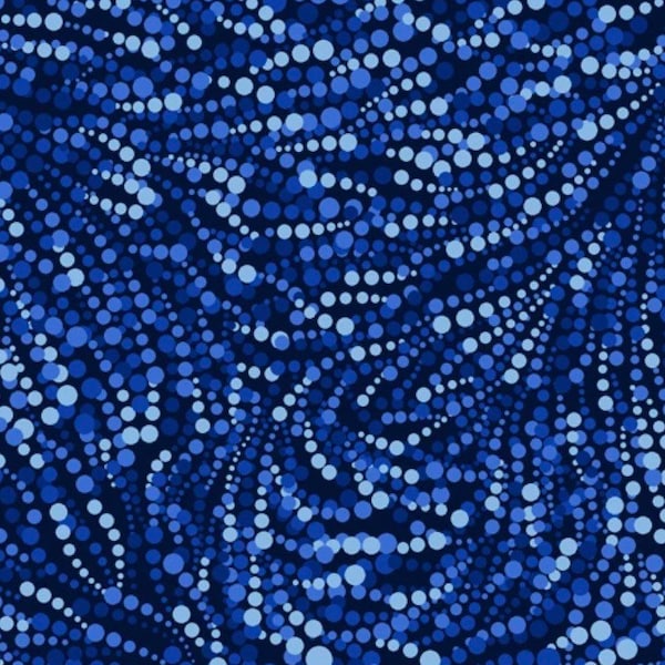 Walkabout 2-Paint Brush Studios-Feathered Dots-Blue-Geo-Goanna Australian Bush River Walk-100 Percent Cotton-120-14372-Cut to size