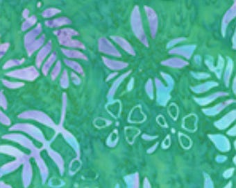 Batik-Iris Beauty Collection-Tropical Leaves-Jade-Jacqueline de Jonge-Windham Fabrics-100% Cotton-3571Q-X-Cut to size