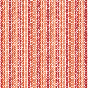 May include: A seamless pattern of vertical stripes in shades of red, orange, and pink. Each stripe is made up of a repeating pattern of small, teardrop-shaped leaves.