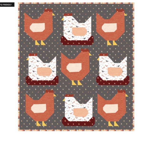 Chickens Quilt Pattern-3 Sizes- Fat Quarter Friendly-Wild West Collection-FIGO Studios-Cluck Cluck Sew