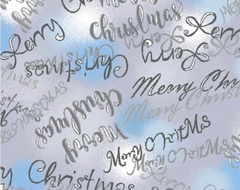 Saludos navideños - Metálico - Paint Brush Studio - Colección Azul - Navidad - 100 % algodón - Algodón acolchado - 672311 - Corte a medida