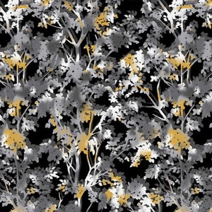 Tree Silhouette-Black White 24 Karat Collection-Henry Glass Fabrics-100 % Cotton-2871M-99-Cut to size