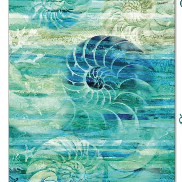 Nautilus Shell Quilt Panel-28”x43”-Vitamin Sea Collection-Northcott-Deborah Edwards-Melanie Samra-100% Cotton Fabric-DP25416-66